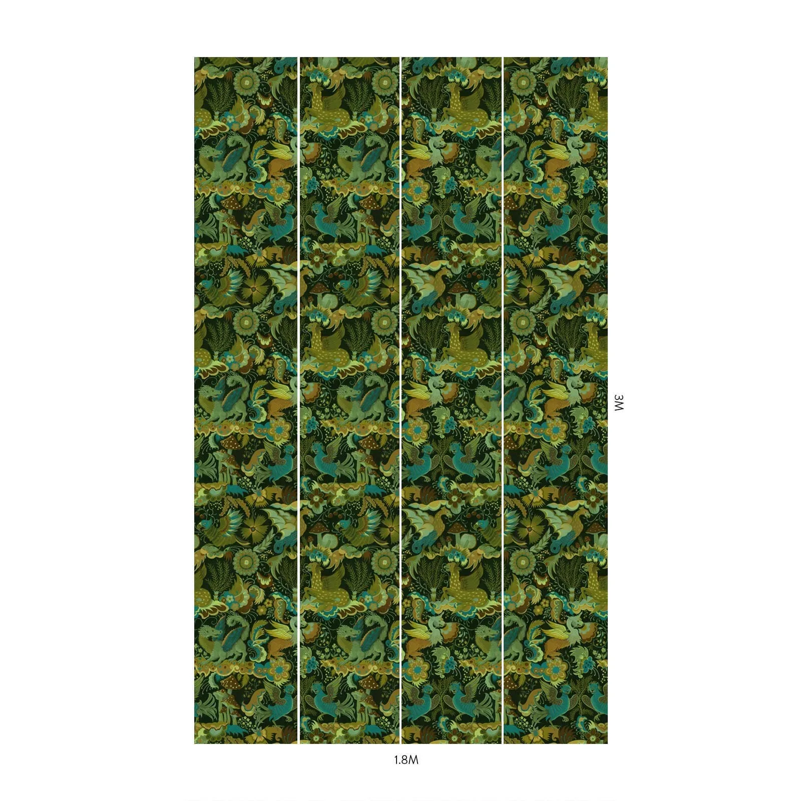 House of Hackney Phantasia Wallpaper in Emerald Green House of Hackney Phantasia wallpaper in Emerald Green, blooms and foliage in green