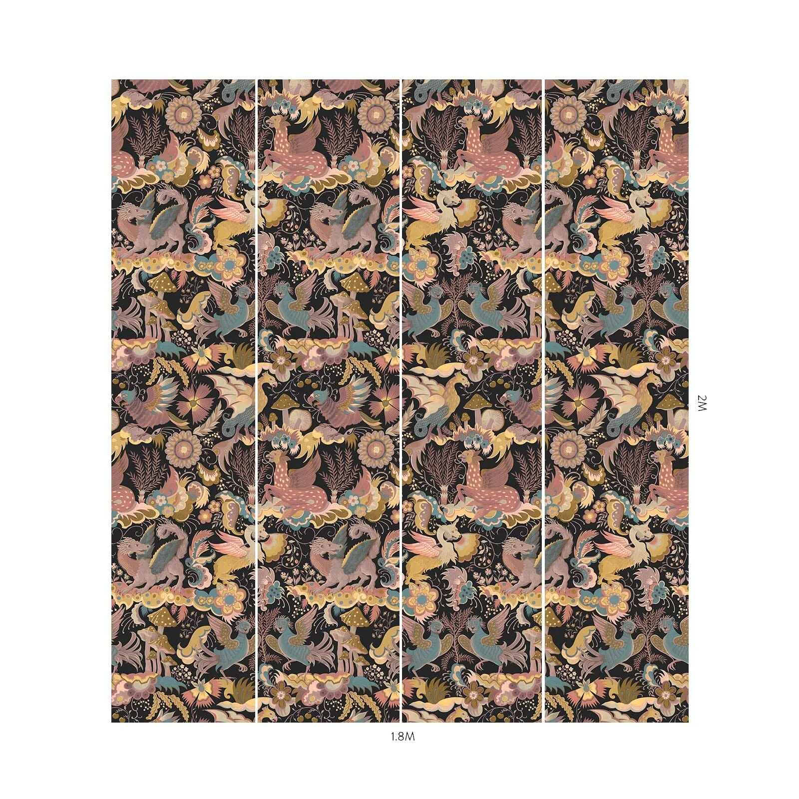 House of Hackney Phantasia Wallpaper in Noir House of Hackney Phantasia wallpaper in Noir, blooms and geometric forms in noir