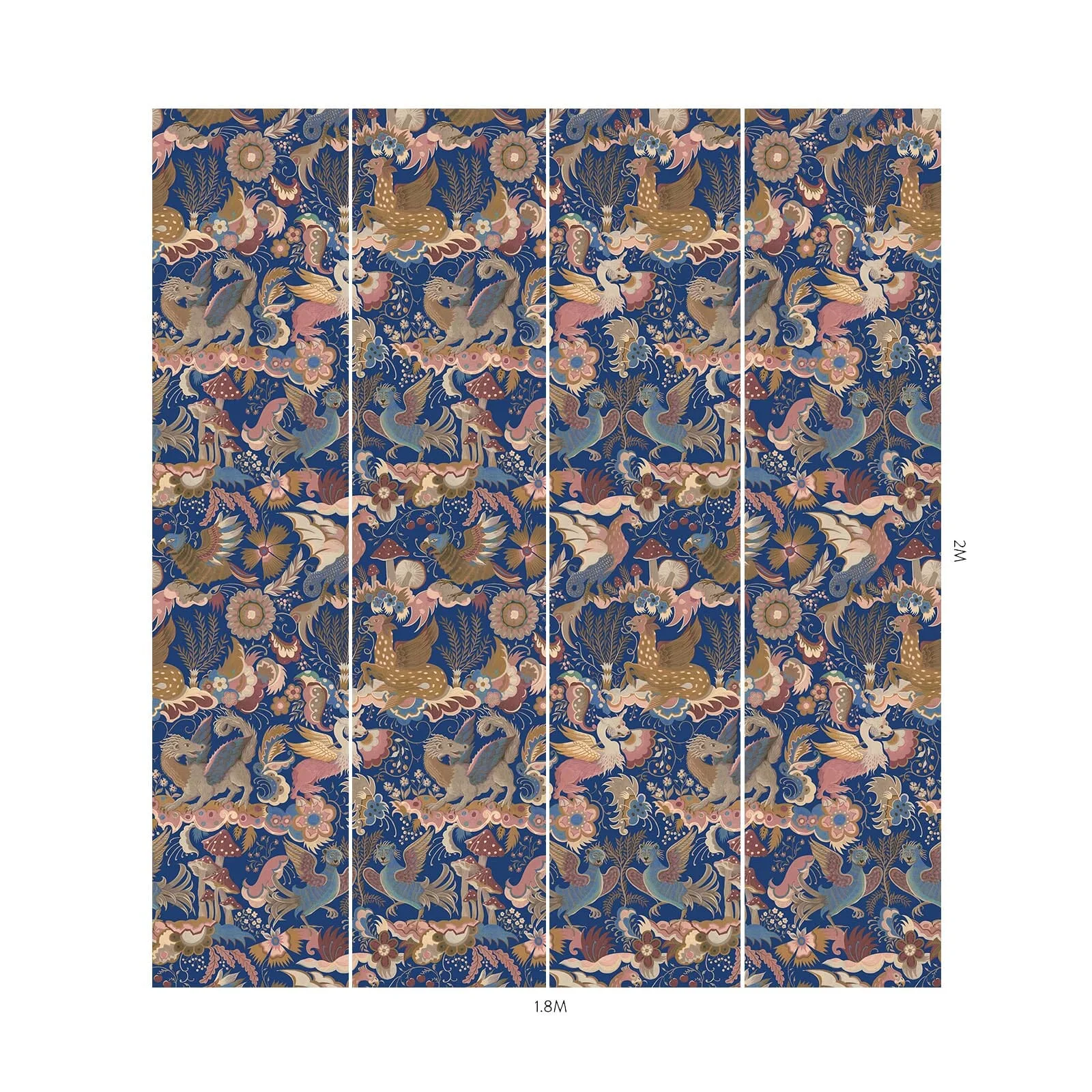 House of Hackney Phantasia wallpaper in Sapphire, blooms and animal markings in sapphire