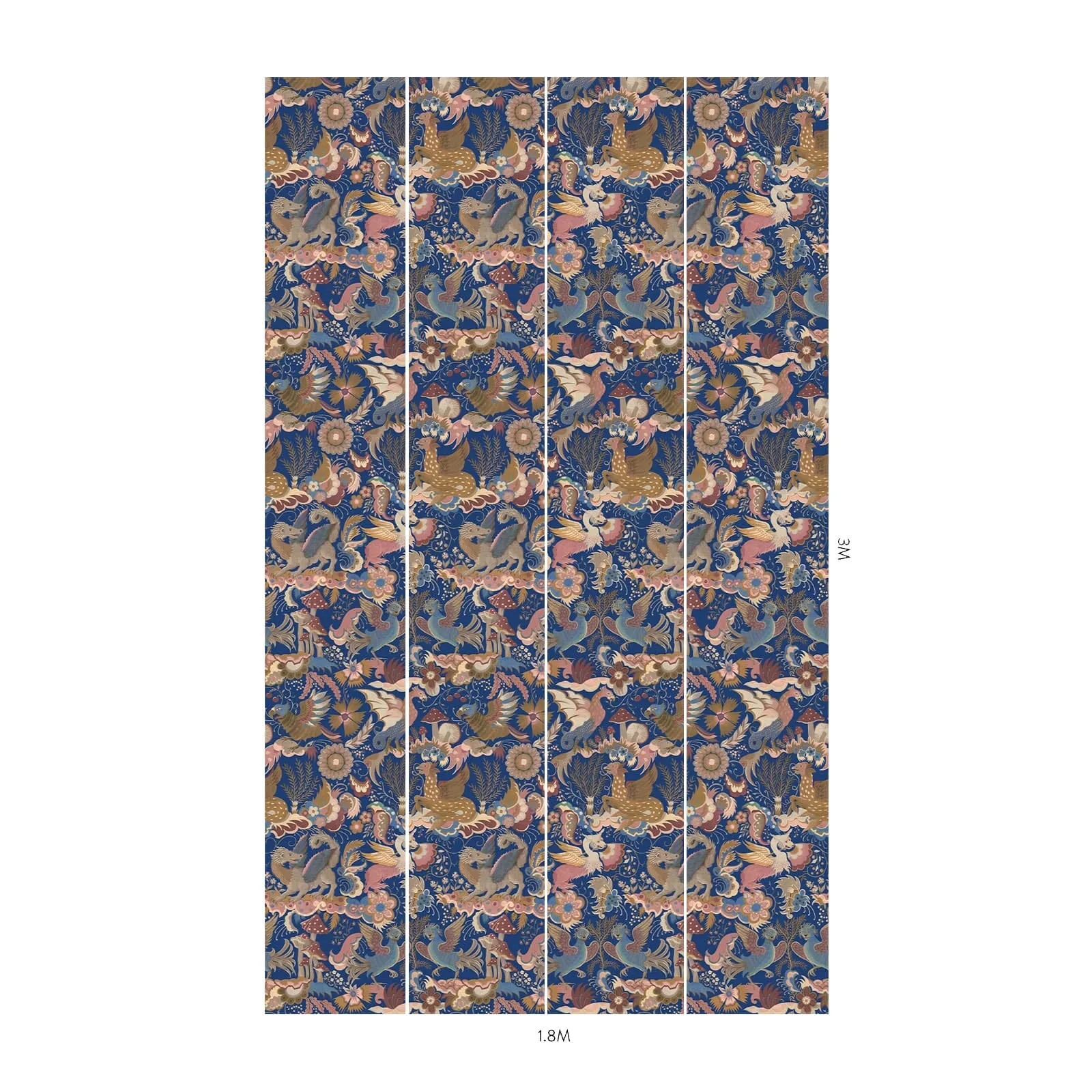 House of Hackney Phantasia wallpaper in Sapphire, blooms and animal markings in sapphire