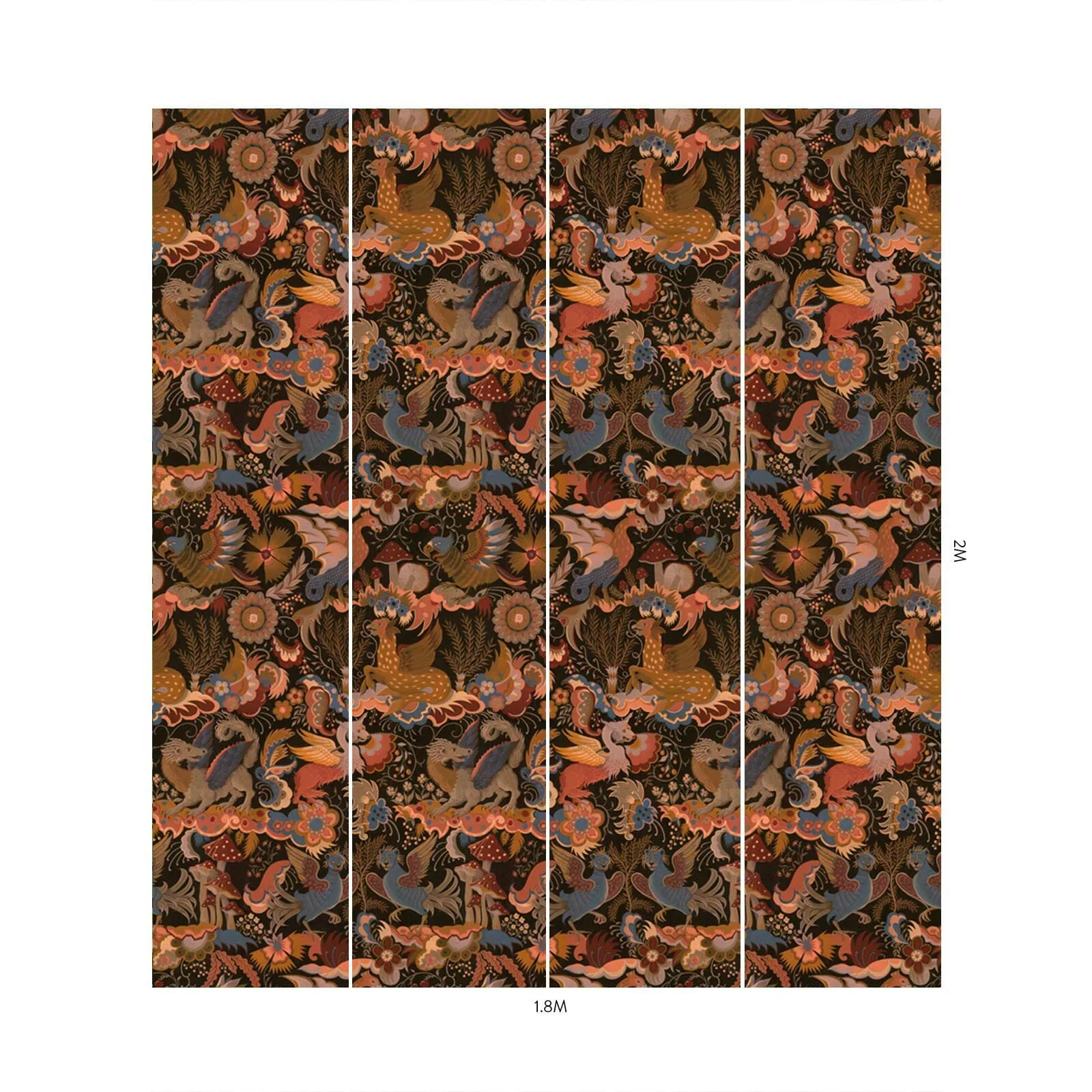 House of Hackney Phantasia wallpaper in Selenite Orange, blooms and animal markings in selenite orange
