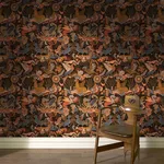 House of Hackney Phantasia wallpaper in Selenite Orange, blooms and animal markings in selenite orange