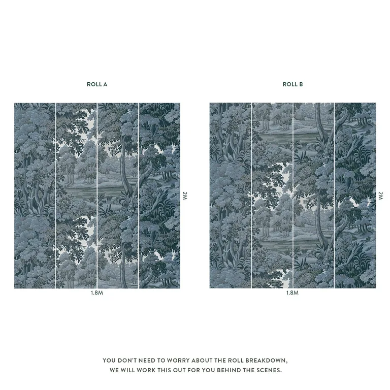 House of Hackney Plantasia wallpaper in Indigo, foliage and trees in indigo