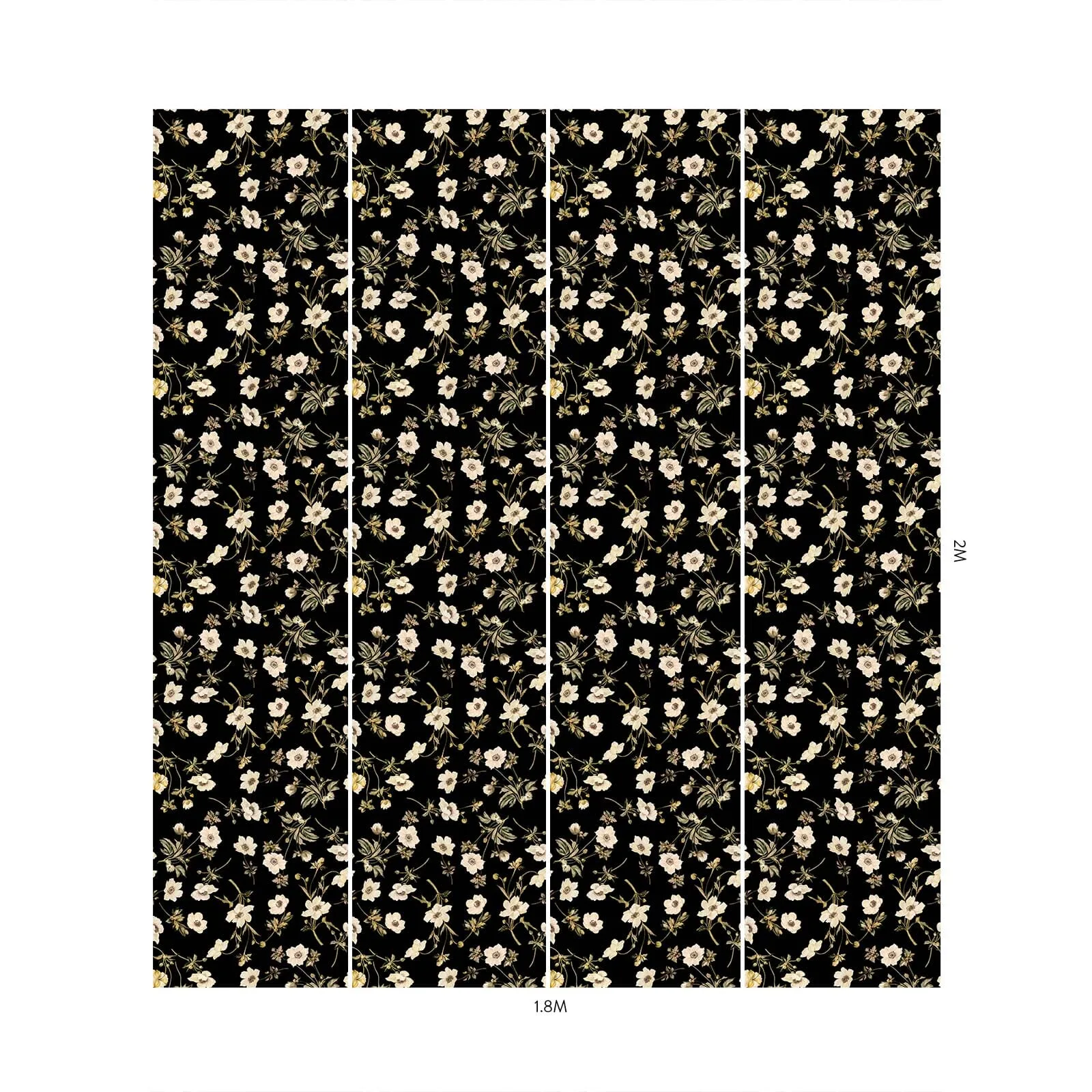 House of Hackney Poppium wallpaper in Black, blooms and foliage in black