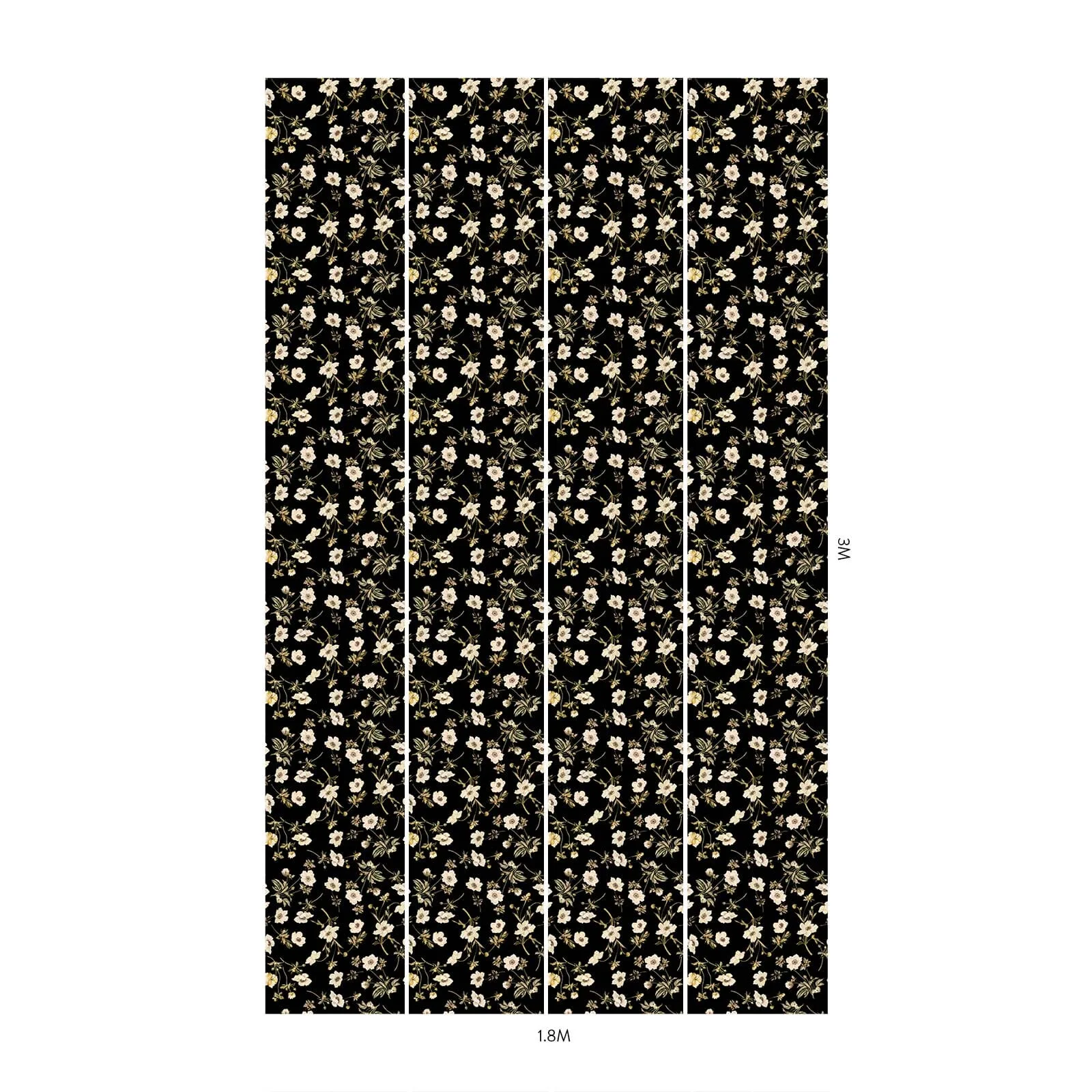House of Hackney Poppium wallpaper in Black, blooms and foliage in black
