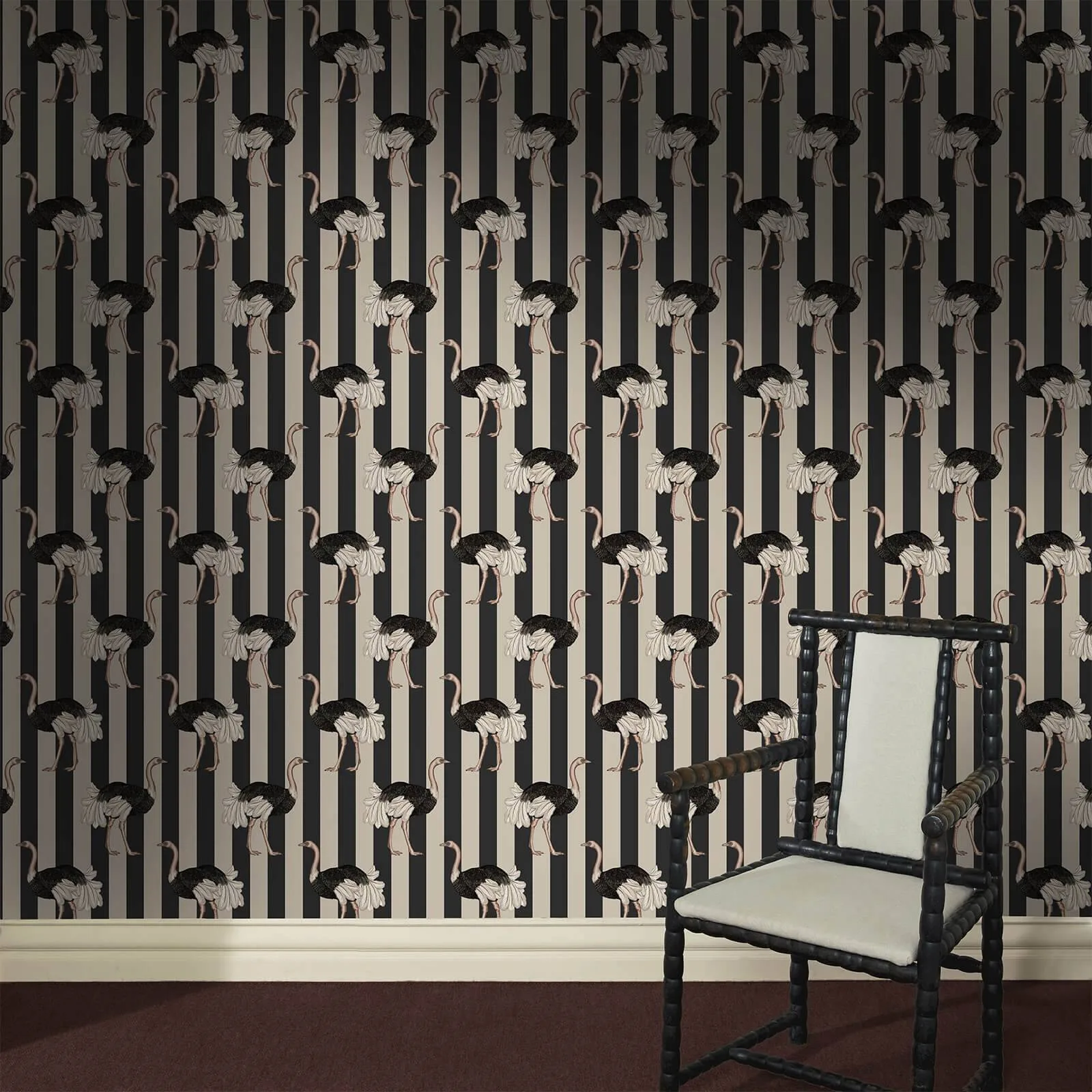 House of Hackney Pride wallpaper in Clay & Off Black, animal markings and stripes in black