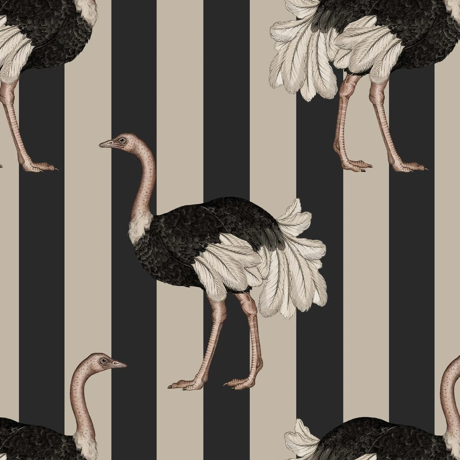 House of Hackney Pride wallpaper in Clay & Off Black, animal markings and stripes in black