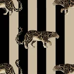 House of Hackney Prowl Wallpaper in Clay & Black House of Hackney Prowl wallpaper in Clay & Black, birds and animal markings in black