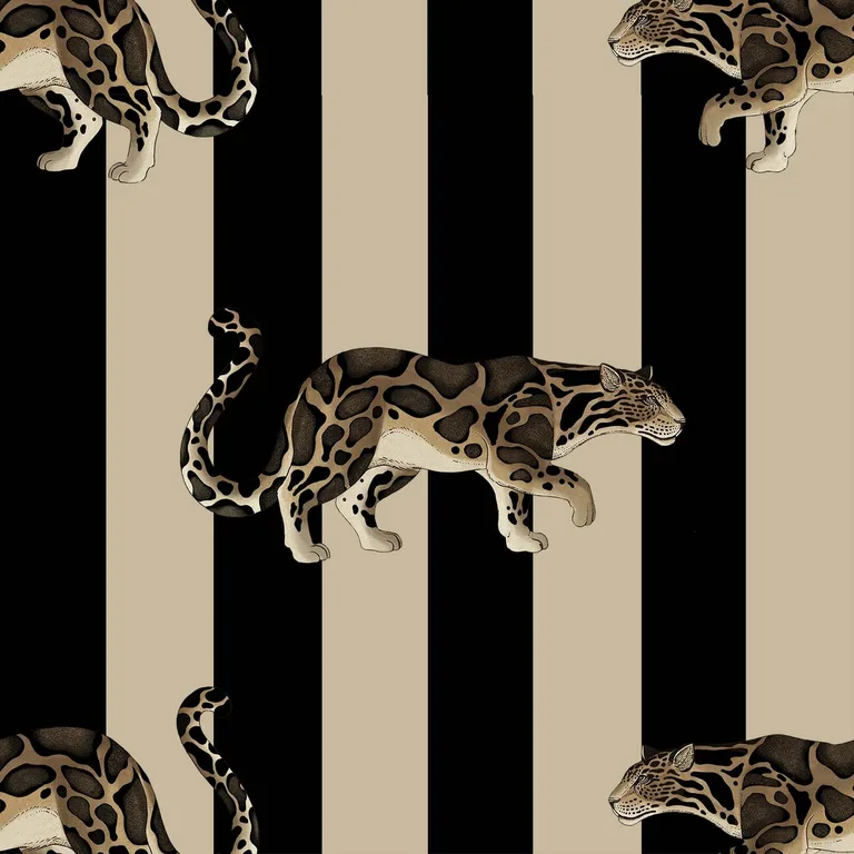 House of Hackney Prowl wallpaper in Clay & Black, birds and animal markings in black