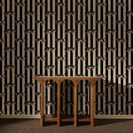 House of Hackney Prowl Wallpaper in Clay & Black House of Hackney Prowl wallpaper in Clay & Black, birds and animal markings in black