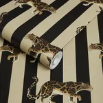 House of Hackney Prowl Wallpaper in Clay & Black House of Hackney Prowl wallpaper in Clay & Black, birds and animal markings in black