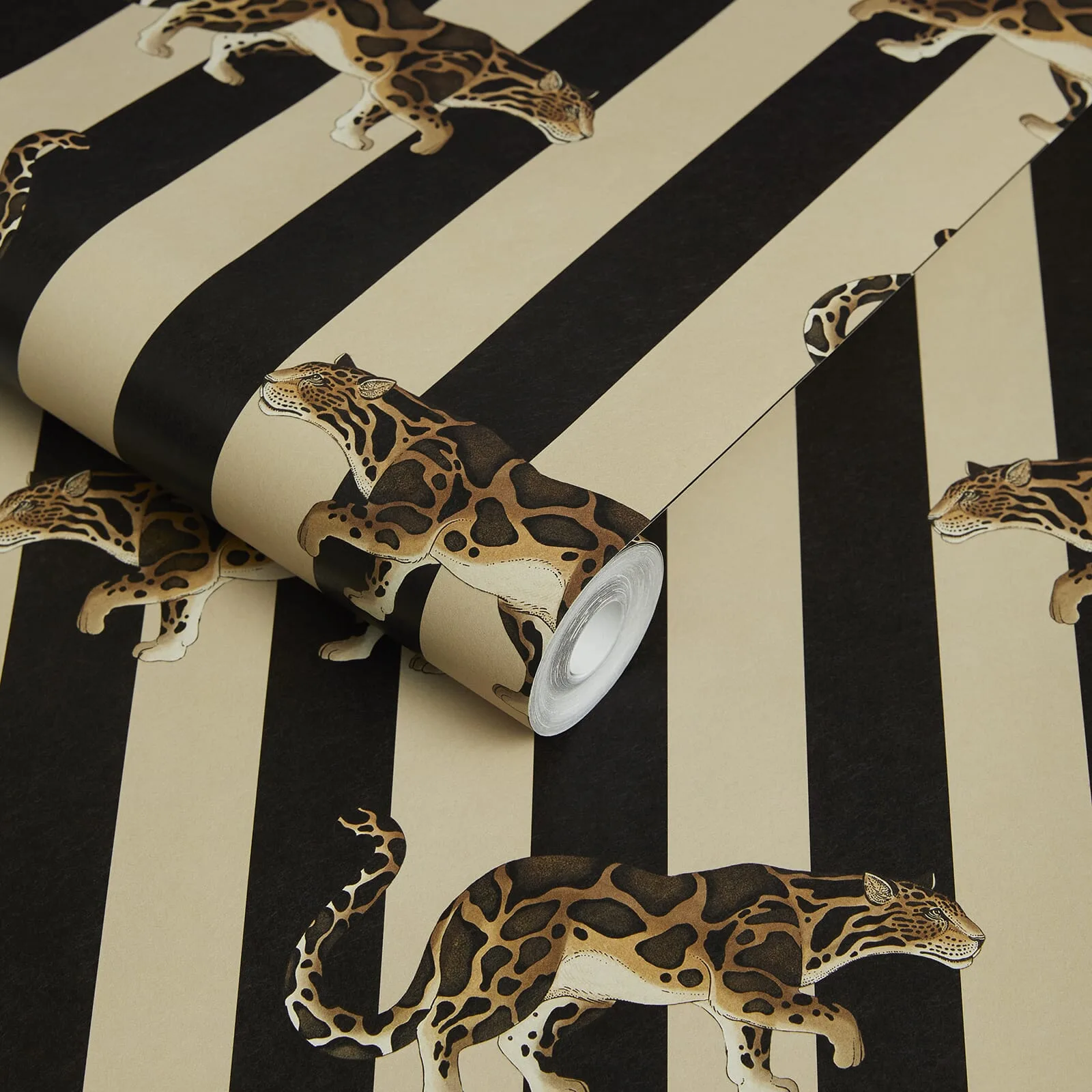 House of Hackney Prowl Wallpaper in Clay & Black House of Hackney Prowl wallpaper in Clay & Black, birds and animal markings in black