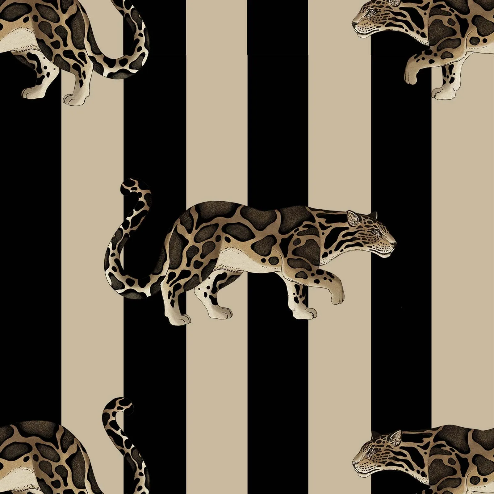 House of Hackney Prowl wallpaper in Clay & Black, birds and animal markings in black