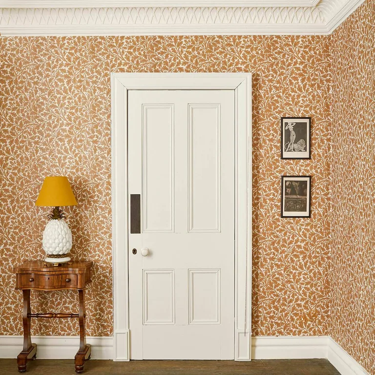House of Hackney Quercus wallpaper in Amber, foliage and trees in amber