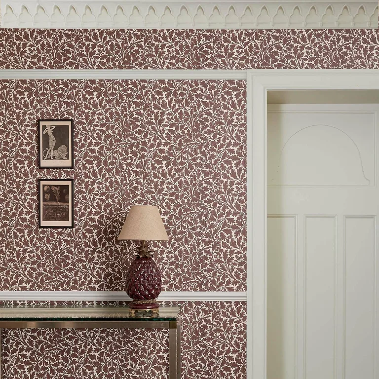 House of Hackney Quercus wallpaper in Carnelian, foliage in carnelian