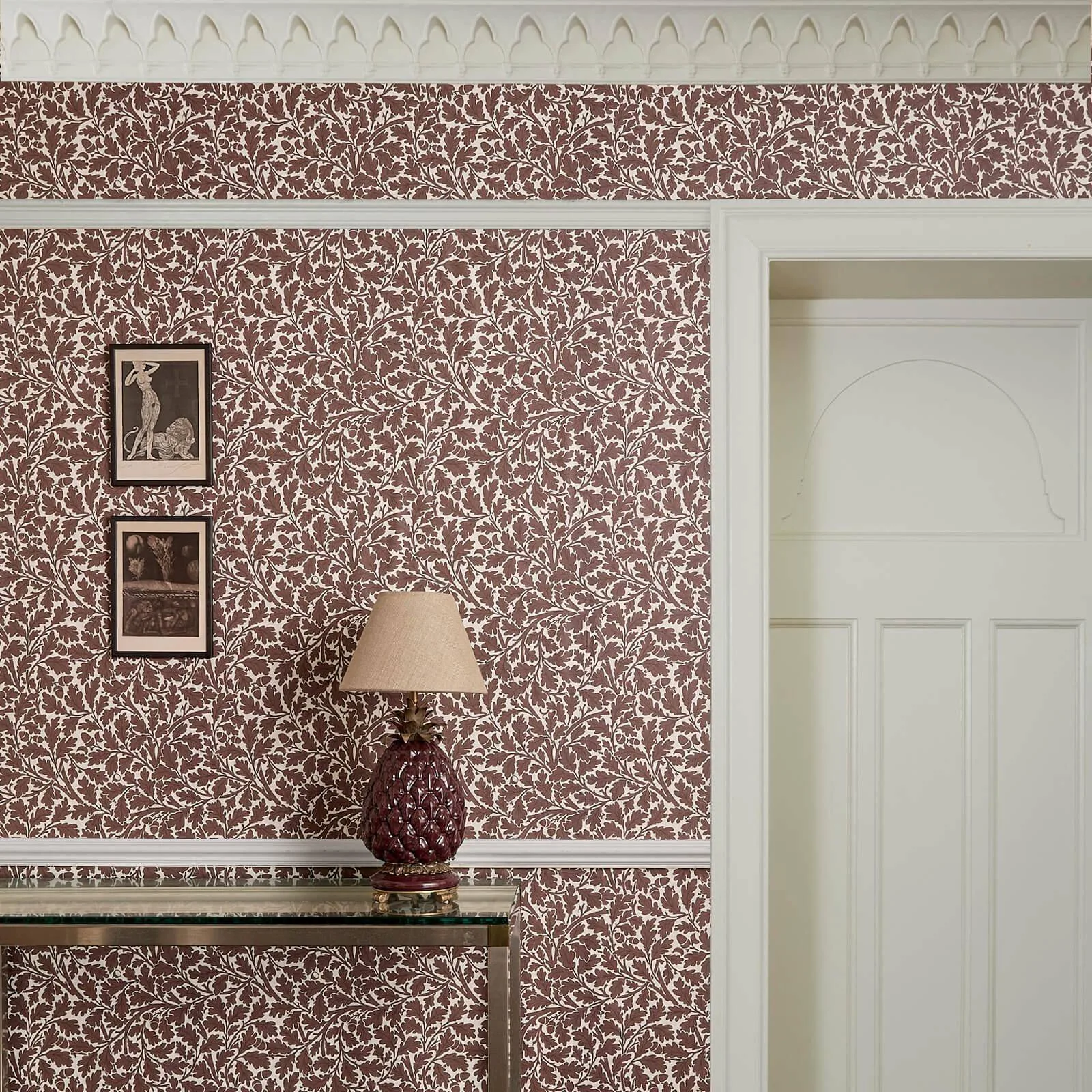 House of Hackney Quercus wallpaper in Carnelian, foliage in carnelian