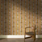 House of Hackney Rainbow Rose wallpaper in Dusk Stripe, blooms and foliage in dusk stripe