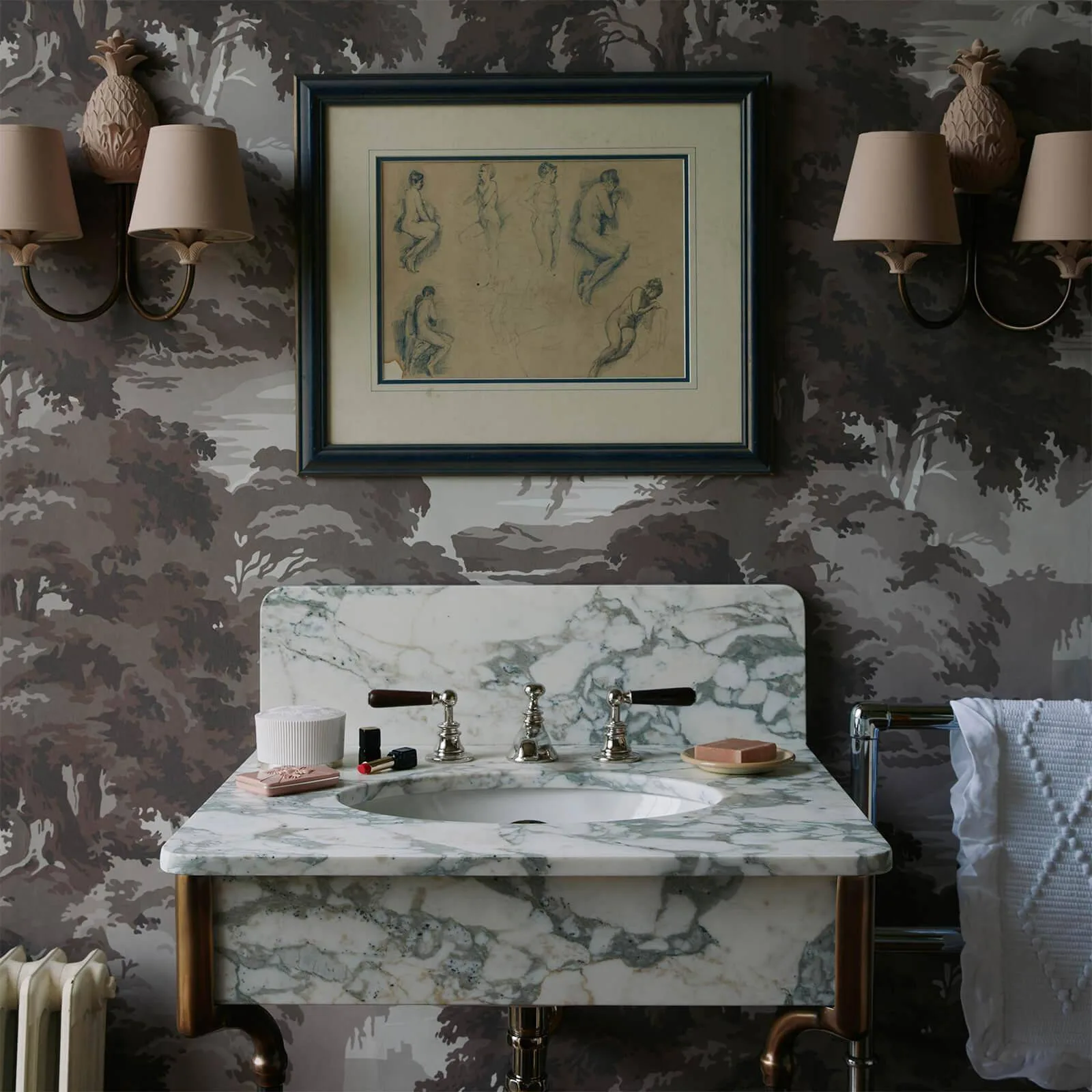 House of Hackney Reverie Wallpaper in Fawn House of Hackney Reverie wallpaper in Fawn, foliage and trees in fawn