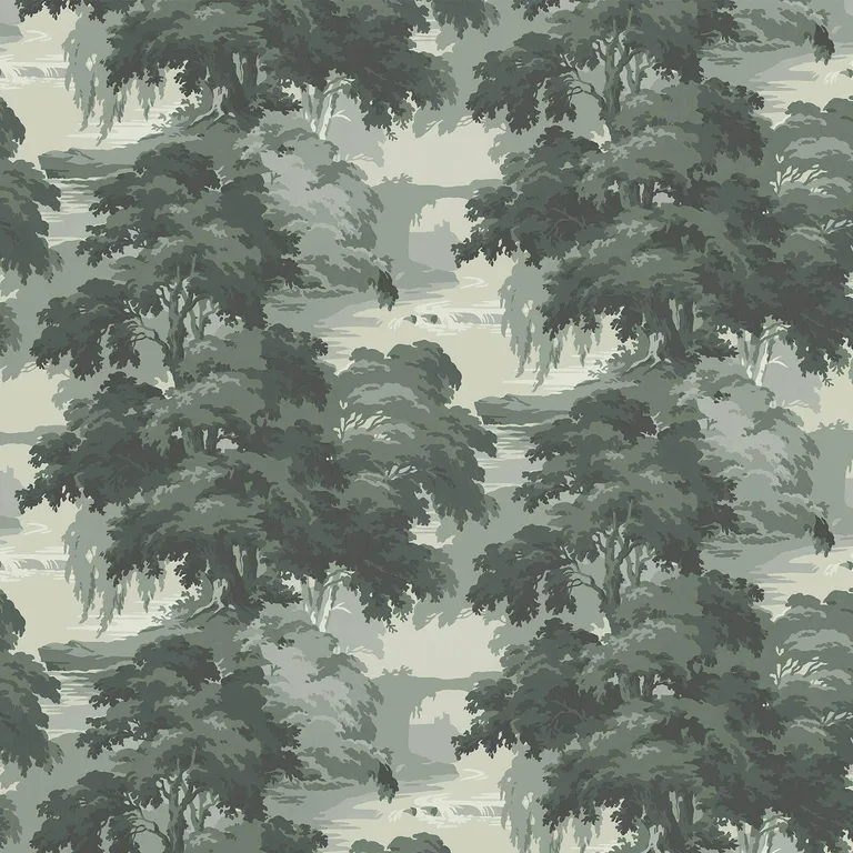 House of Hackney Reverie wallpaper in Verde, foliage and trees in verde