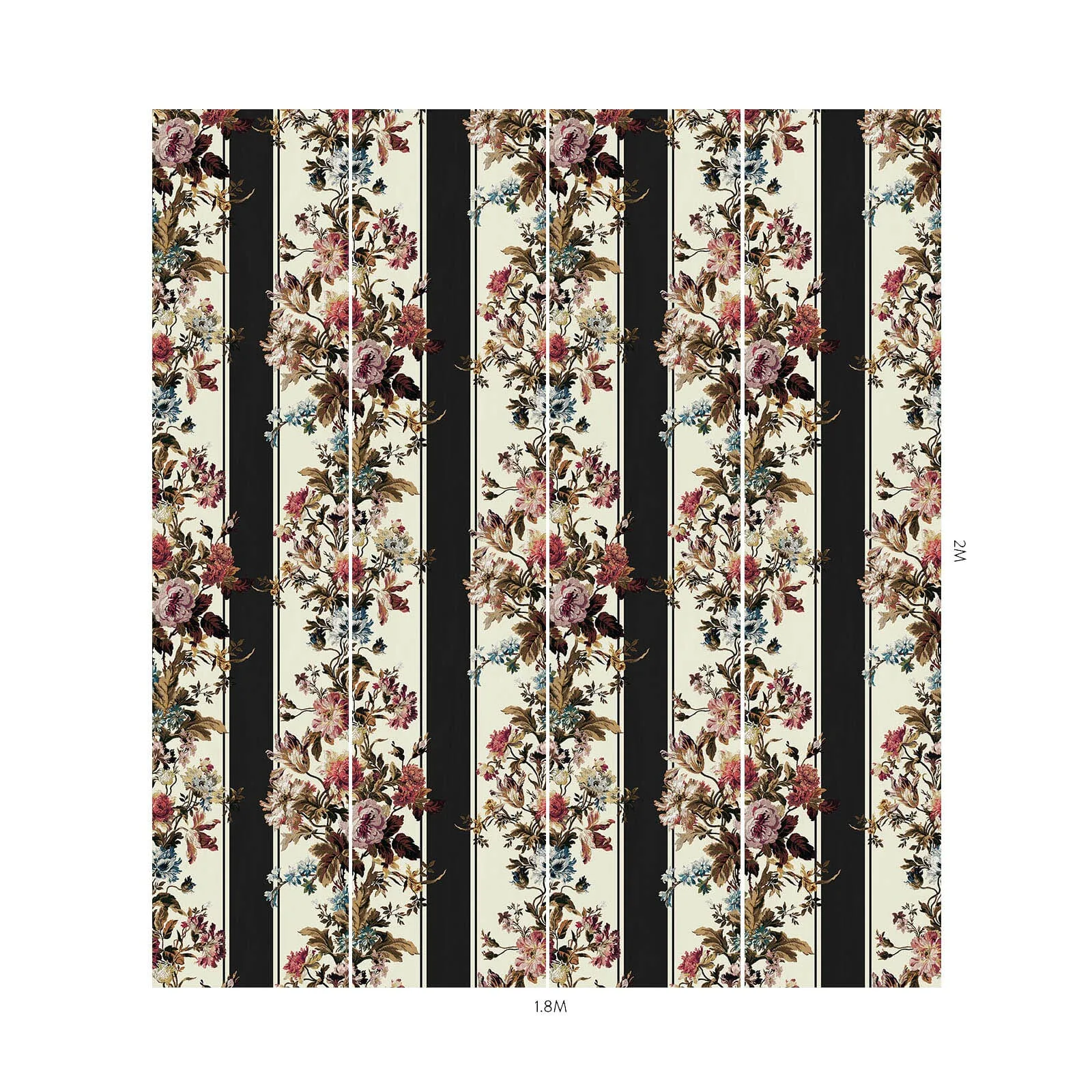 House of Hackney Rosetta Garland Wallpaper in Noir House of Hackney Rosetta Garland wallpaper in Noir, blooms and foliage in noir