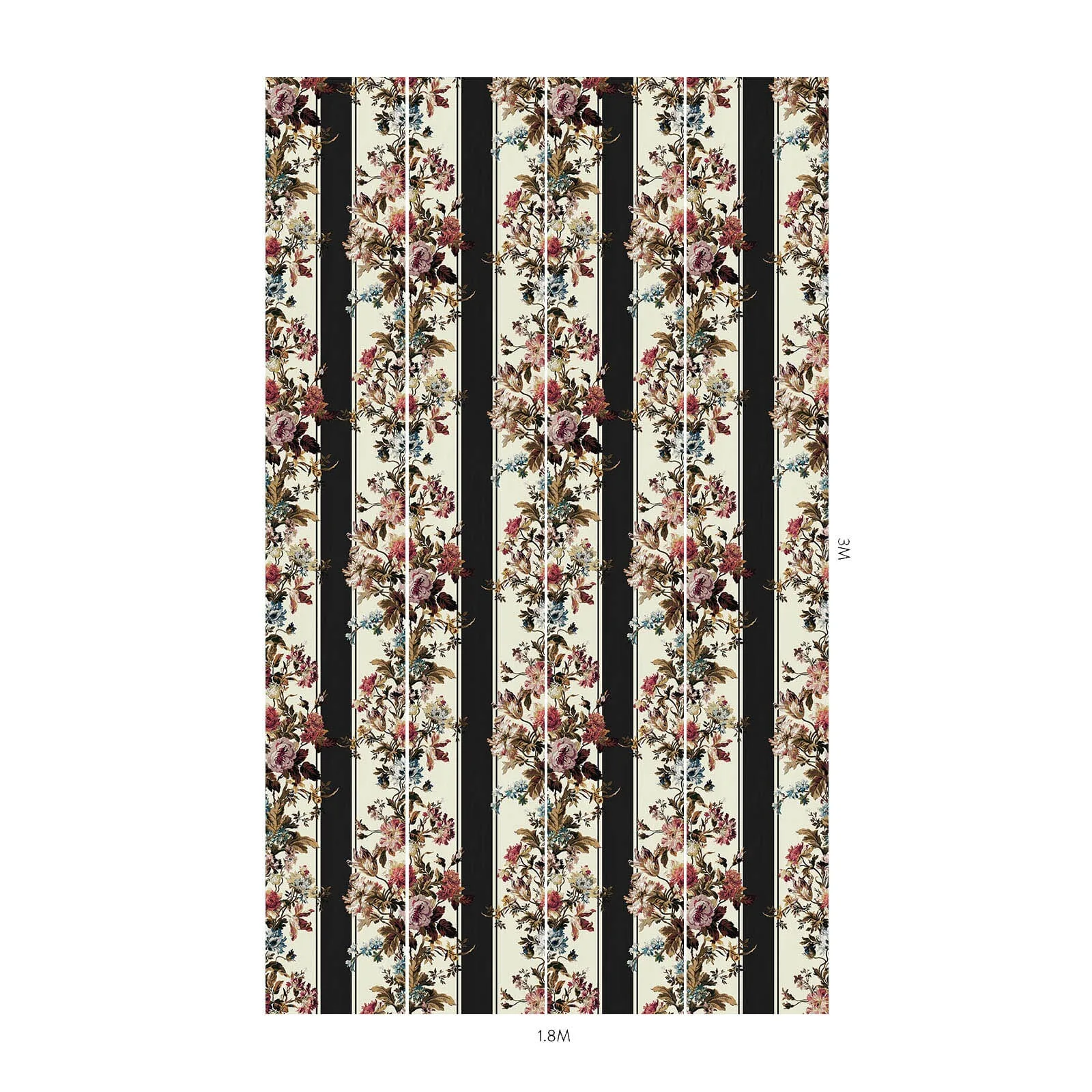 House of Hackney Rosetta Garland Wallpaper in Noir House of Hackney Rosetta Garland wallpaper in Noir, blooms and foliage in noir