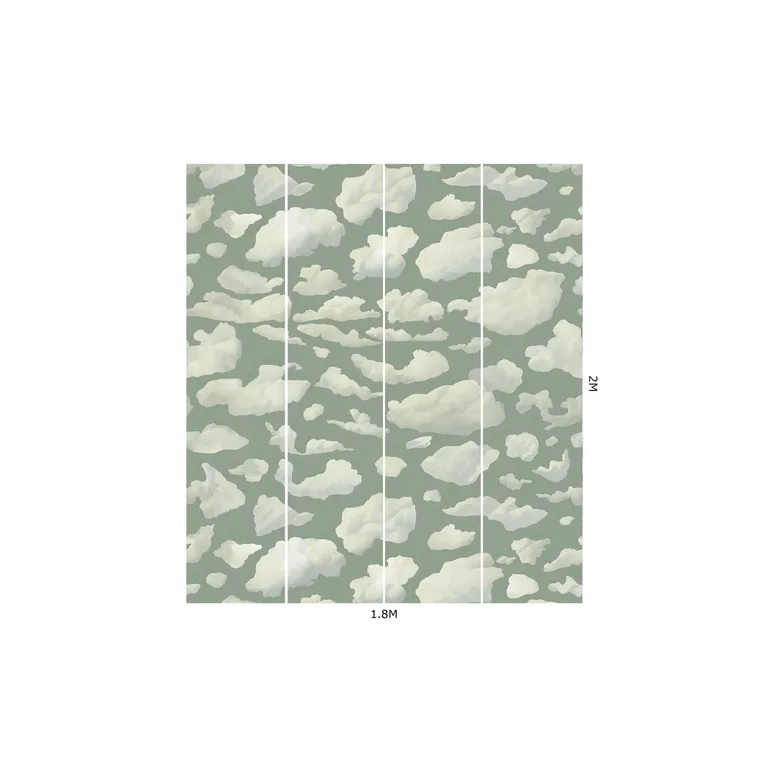 House of Hackney Stratus wallpaper in Sage, scenic vignettes in sage