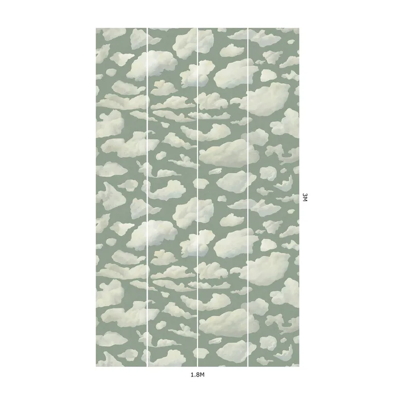 House of Hackney Stratus wallpaper in Sage, scenic vignettes in sage