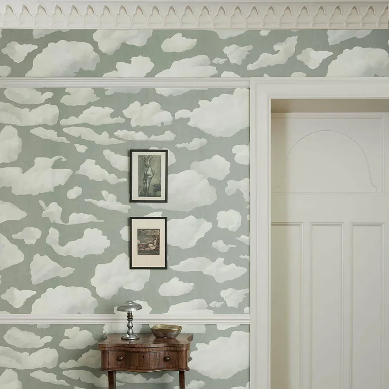 House of Hackney Stratus wallpaper in Sage, scenic vignettes in sage