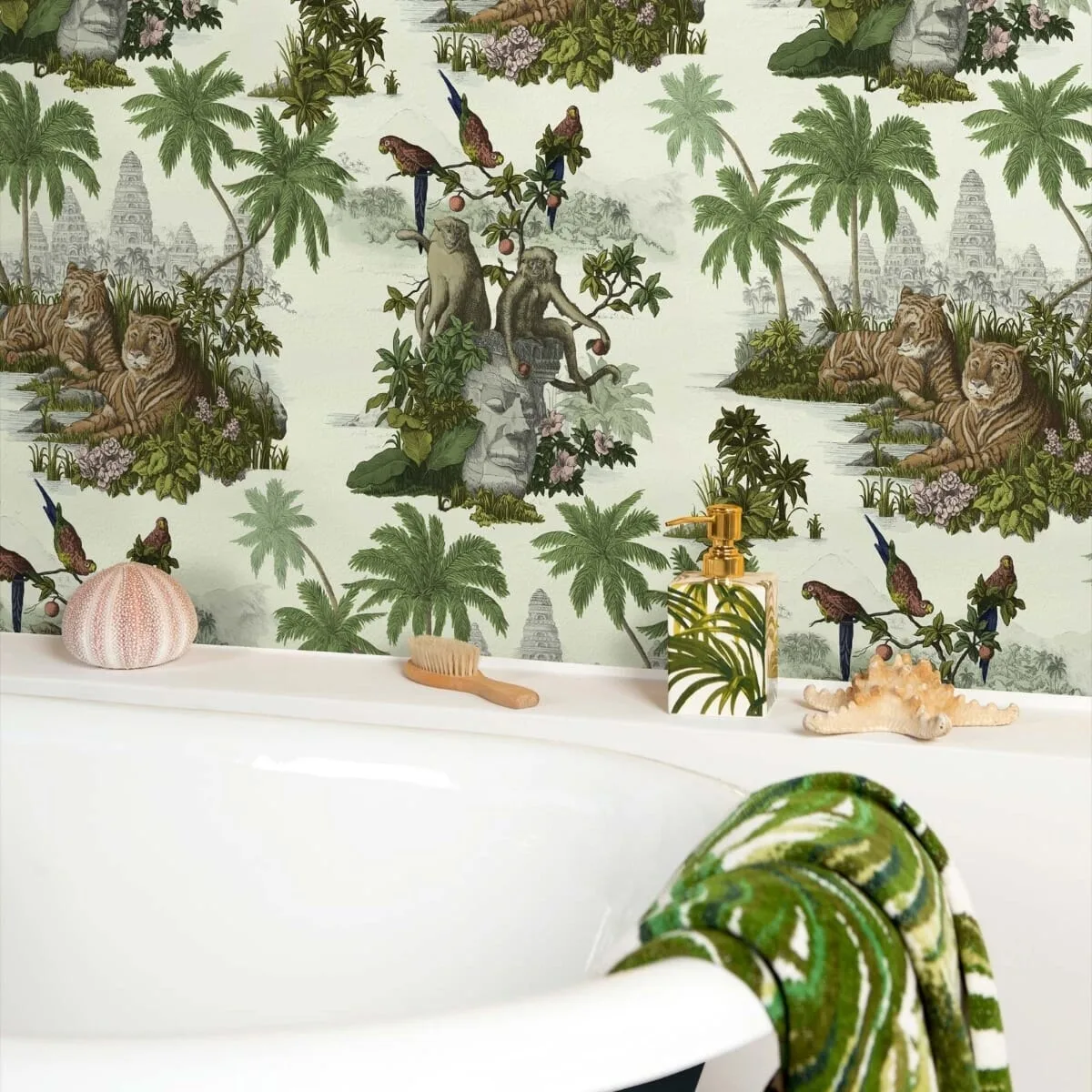 House of Hackney Sumatra wallpaper in Multi, foliage and animal markings in multi