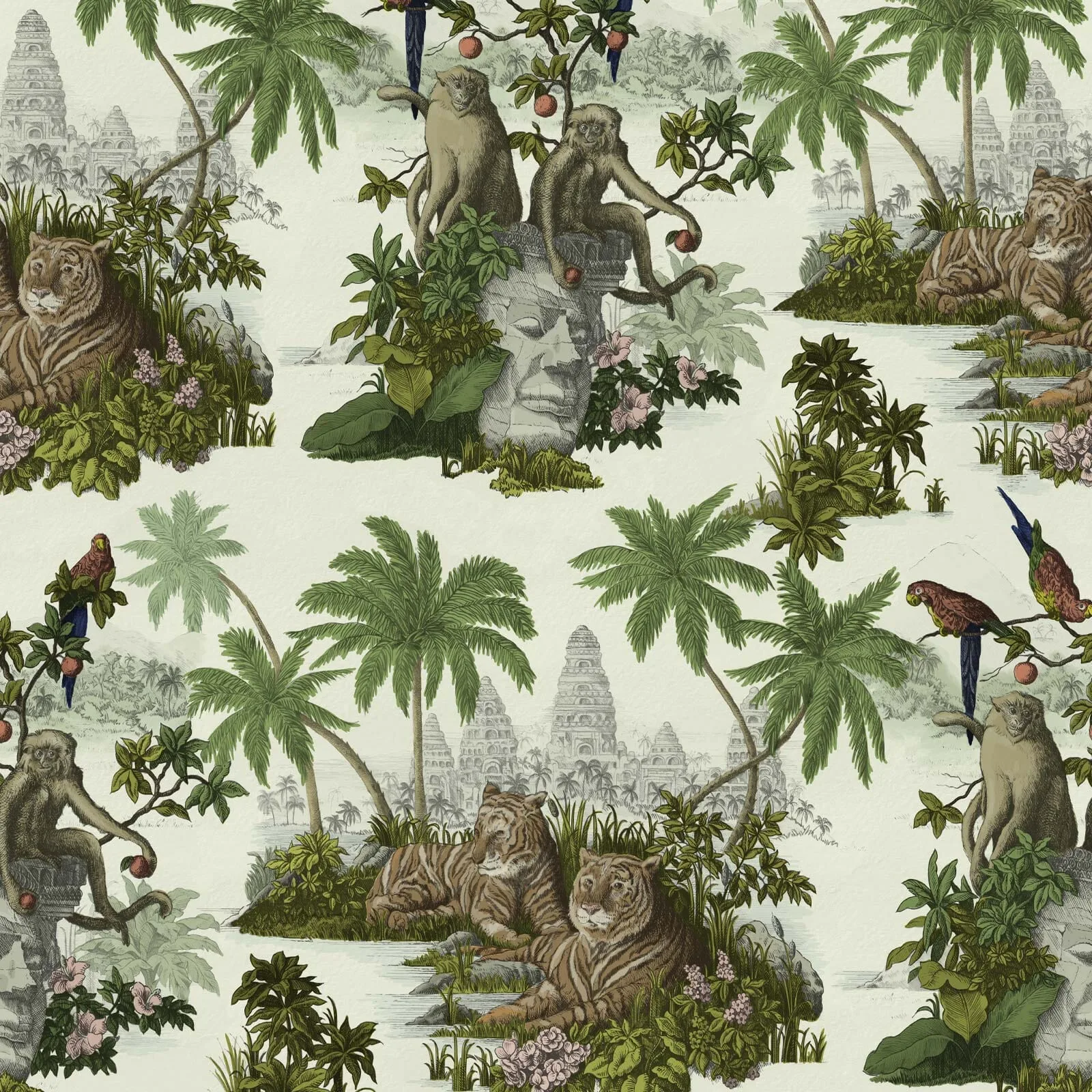 House of Hackney Sumatra wallpaper in Multi, foliage and animal markings in multi