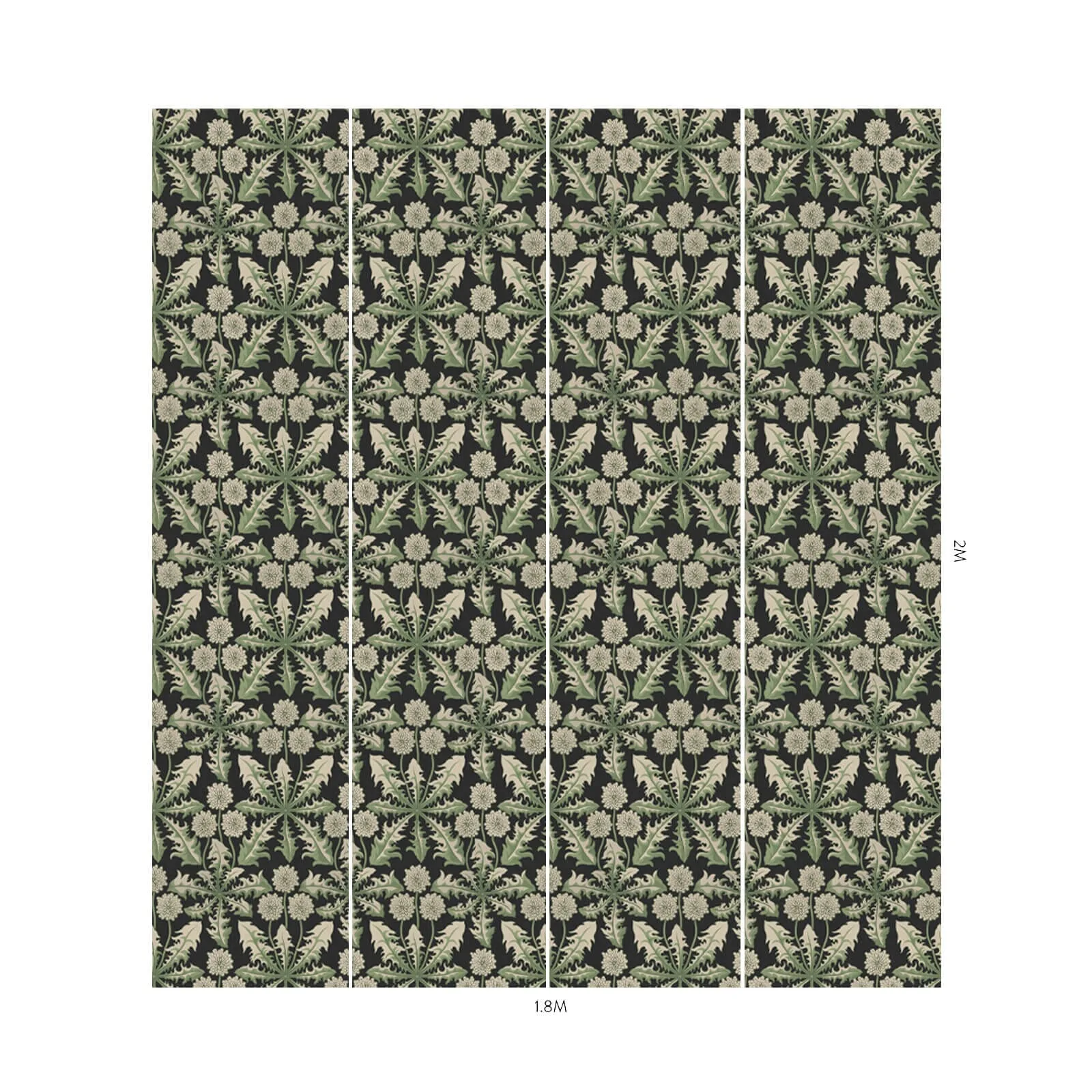 House of Hackney Taraxa wallpaper in Noir, blooms and foliage in noir