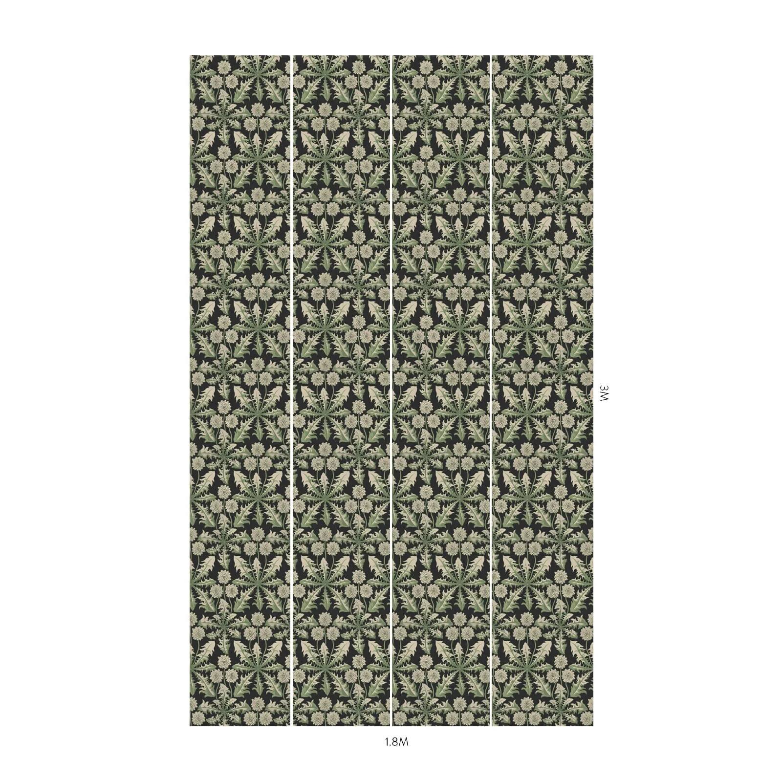 House of Hackney Taraxa wallpaper in Noir, blooms and foliage in noir