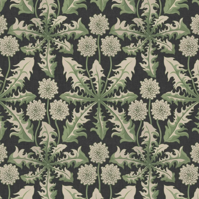 House of Hackney Taraxa wallpaper in Noir, blooms and foliage in noir