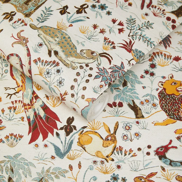 House of Hackney Trematonia wallpaper in Ecru, serpents and foliage in ecru