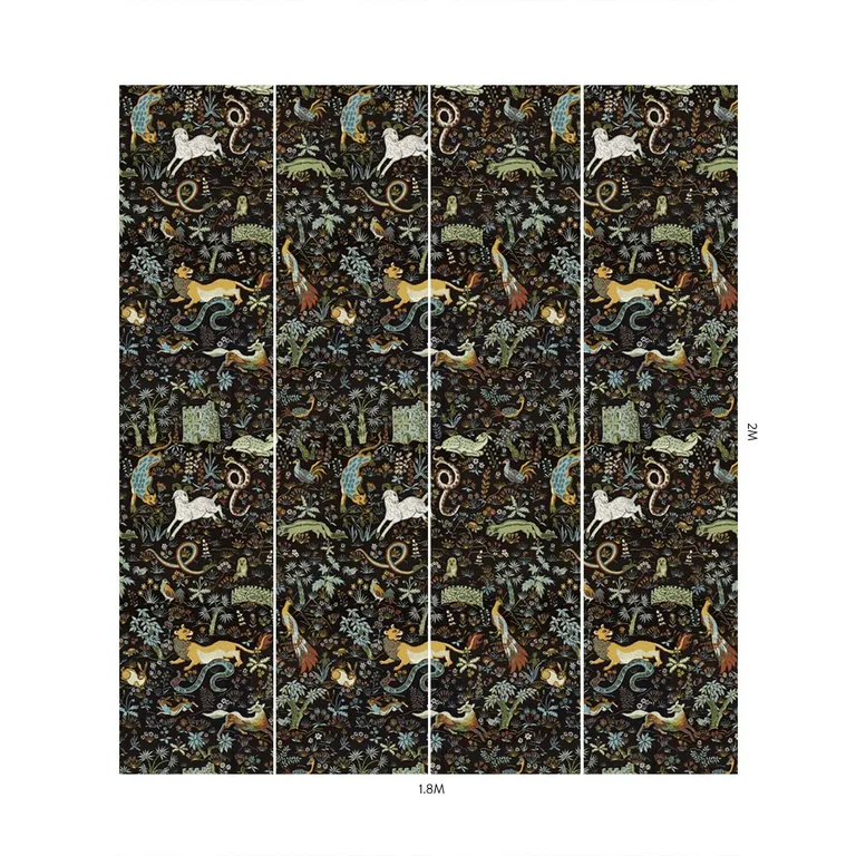 House of Hackney Trematonia wallpaper in Onyx, serpents and foliage in onyx