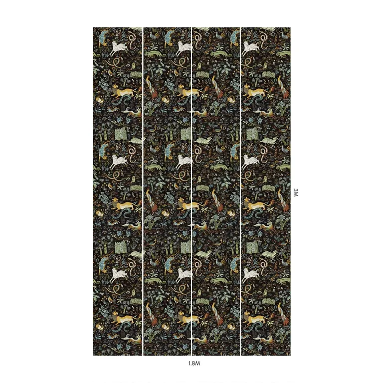 House of Hackney Trematonia wallpaper in Onyx, serpents and foliage in onyx