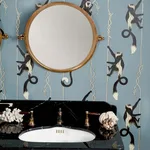 House of Hackney Troop Wallpaper in Dusk House of Hackney Troop wallpaper in Dusk, animal markings in dusk
