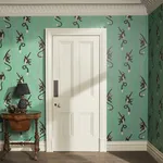 House of Hackney Troop wallpaper in Parakeet Green, animal markings and geometric forms in green