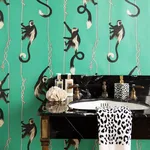 House of Hackney Troop wallpaper in Parakeet Green, animal markings and geometric forms in green