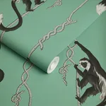 House of Hackney Troop wallpaper in Parakeet Green, animal markings and geometric forms in green