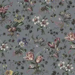 House of Hackney Tulipa Wallpaper in Grey House of Hackney Tulipa wallpaper in Grey, blooms and foliage in grey