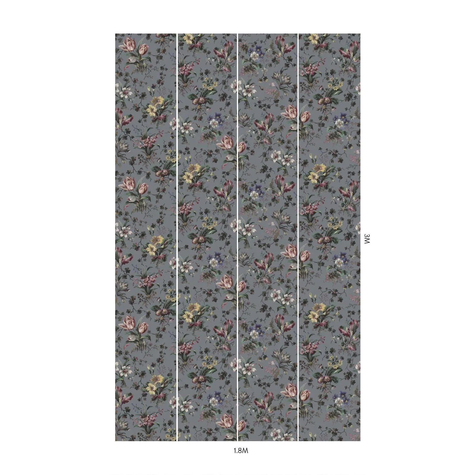 House of Hackney Tulipa Wallpaper in Grey House of Hackney Tulipa wallpaper in Grey, blooms and foliage in grey