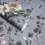 House of Hackney Tulipa Wallpaper in Grey House of Hackney Tulipa wallpaper in Grey, blooms and foliage in grey