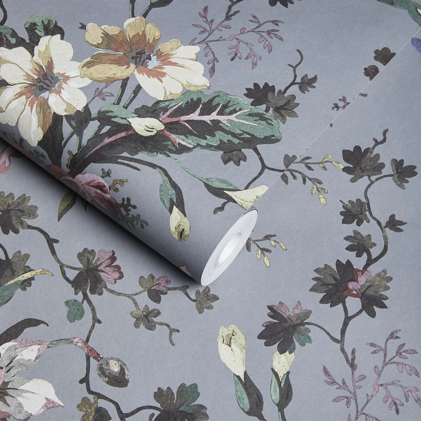 House of Hackney Tulipa Wallpaper in Grey House of Hackney Tulipa wallpaper in Grey, blooms and foliage in grey