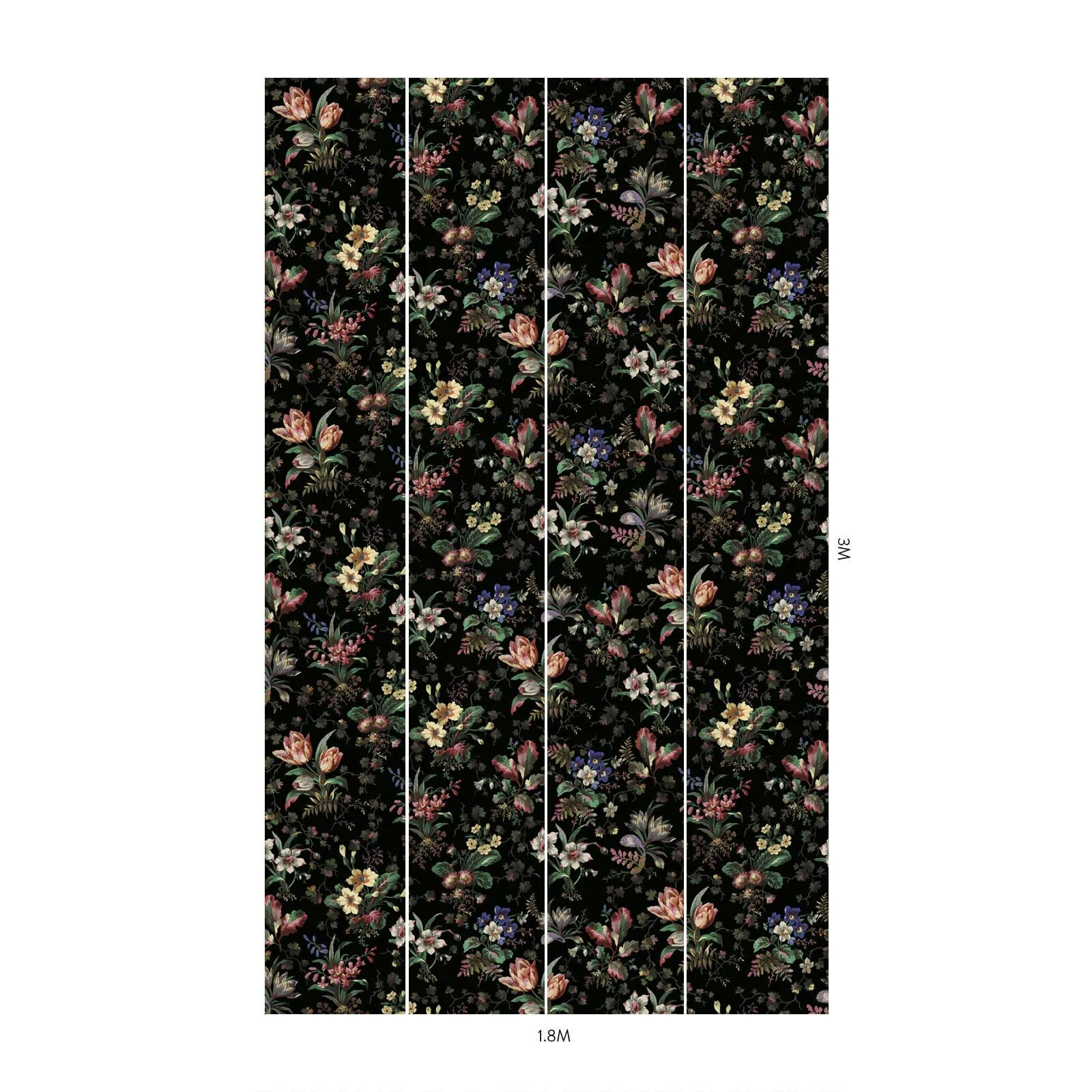 House of Hackney Tulipa wallpaper in Onyx, blooms and foliage in onyx