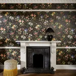 House of Hackney Tulipa wallpaper in Onyx, blooms and foliage in onyx