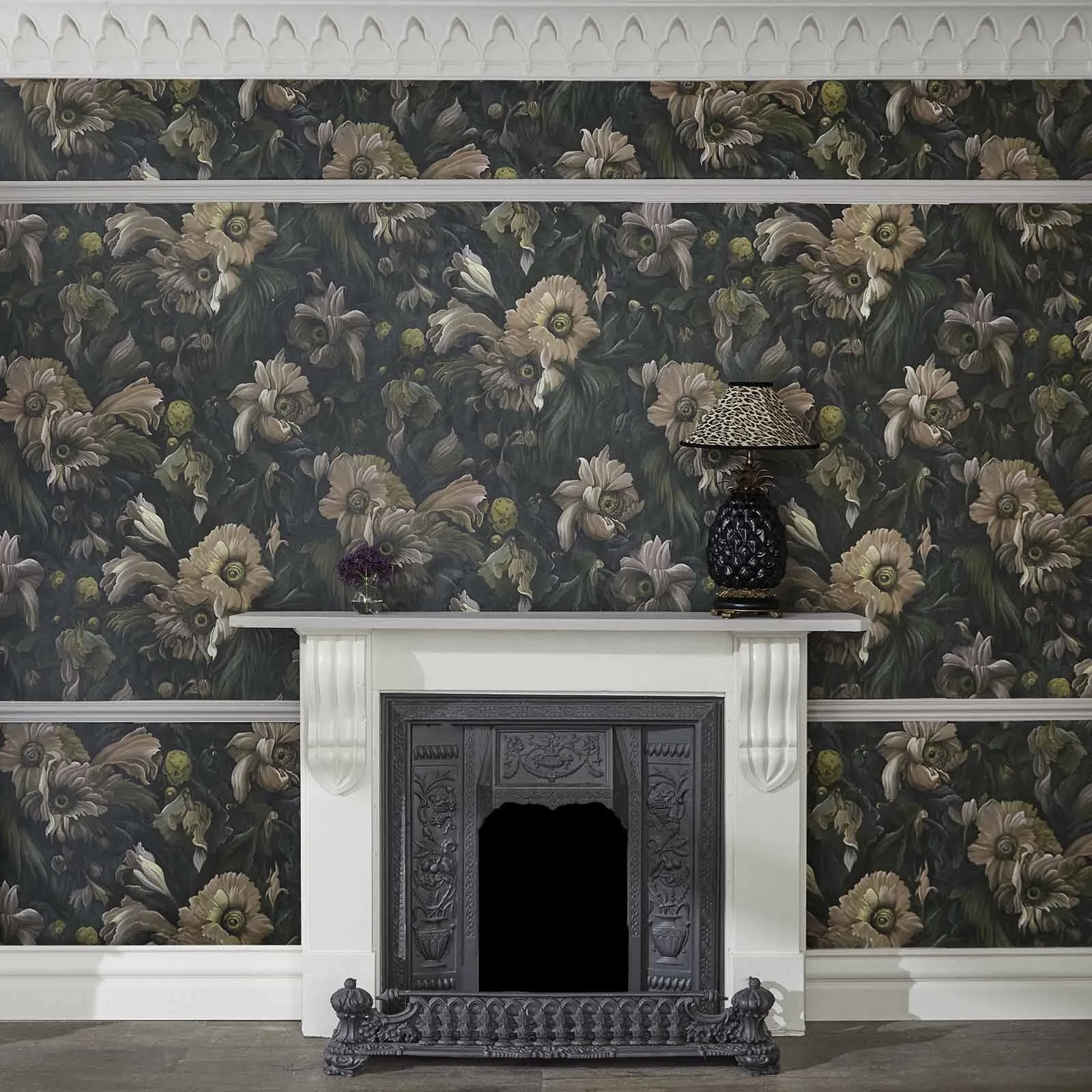 House of Hackney Umbra wallpaper in Verde, blooms and foliage in verde