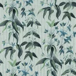 House of Hackney Urtica Wallpaper in Myrtle Stripe House of Hackney Urtica wallpaper in Myrtle Stripe, foliage and stripes in myrtle stripe