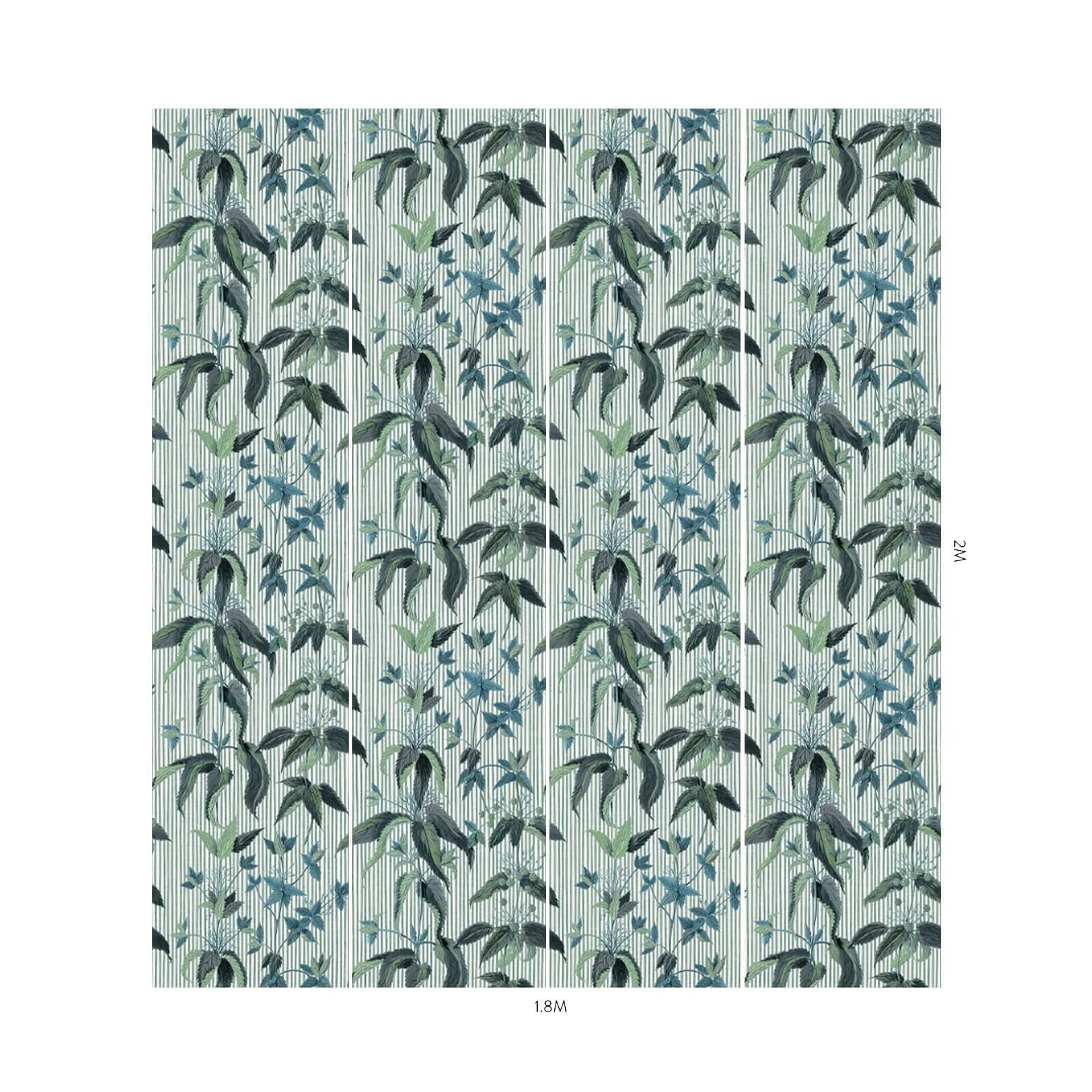House of Hackney Urtica Wallpaper in Myrtle Stripe House of Hackney Urtica wallpaper in Myrtle Stripe, foliage and stripes in myrtle stripe