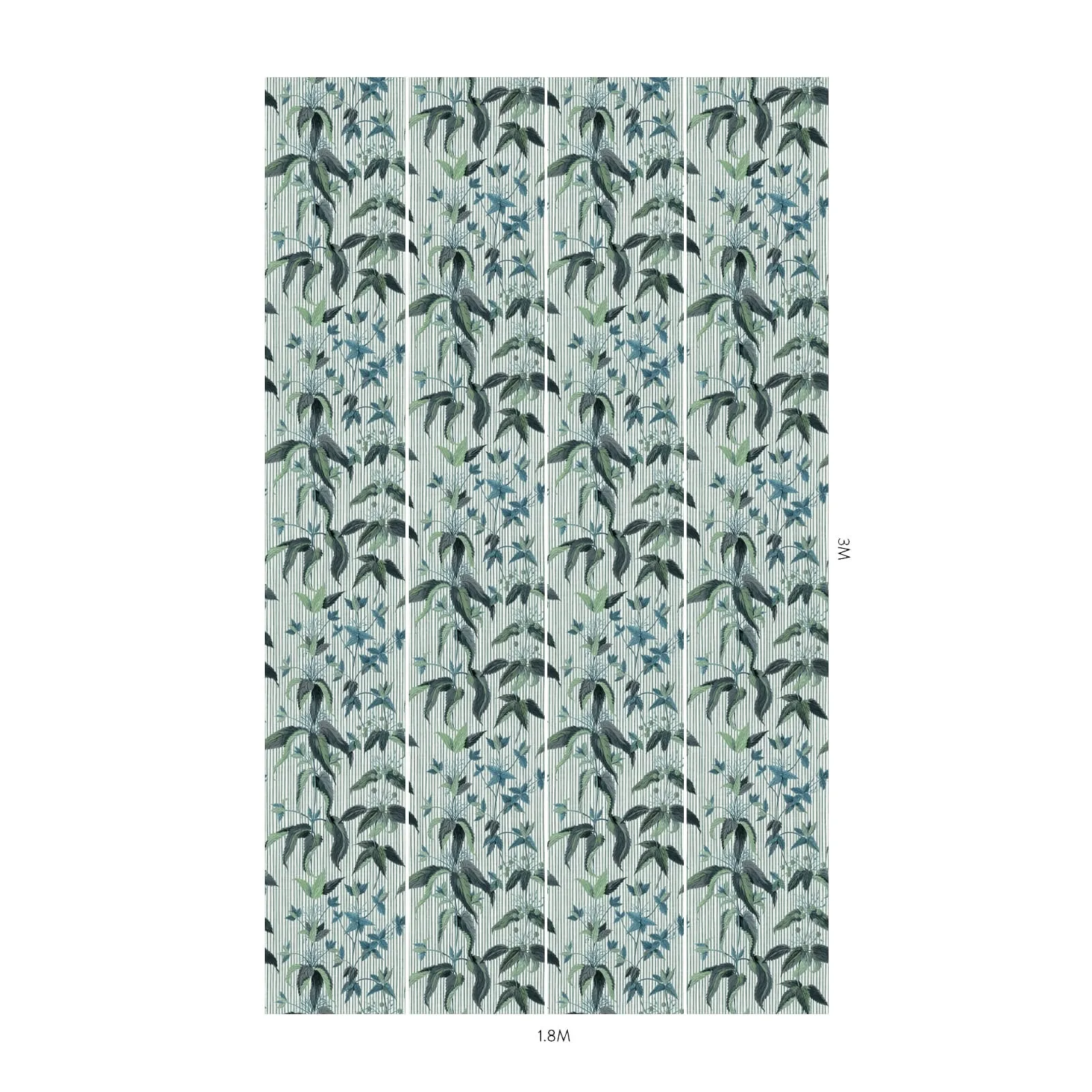 House of Hackney Urtica Wallpaper in Myrtle Stripe House of Hackney Urtica wallpaper in Myrtle Stripe, foliage and stripes in myrtle stripe